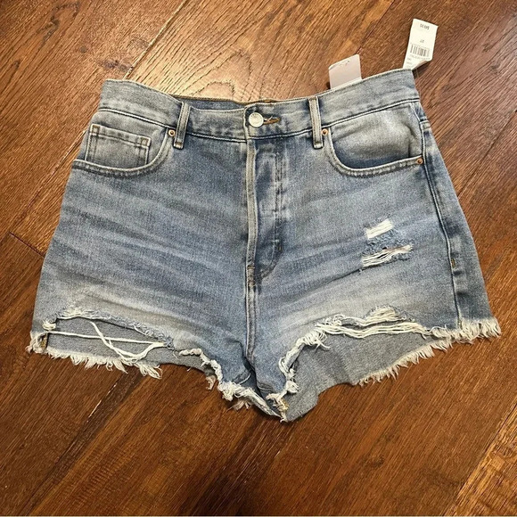 PacSun Vintage High Rise Emma Denim Shorts medium blue distressed size 27 NWT - Picture 5 of 13